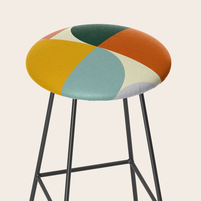 Geometric Abstract Mid Century Modern 4 Stool Gallery Image 2