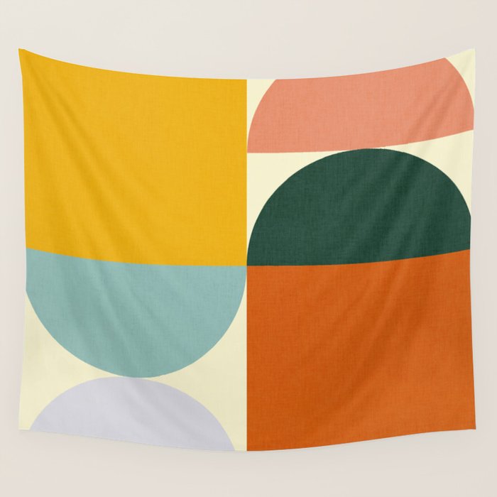 Geometric Abstract Mid Century Modern 4 Wall Tapestry Gallery Image 1