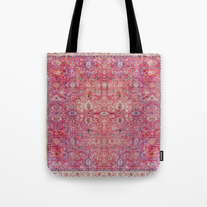 Pink Vintage Antique Oriental Traditional Moroccan Original Artwork Tote Bag Gallery Image 1