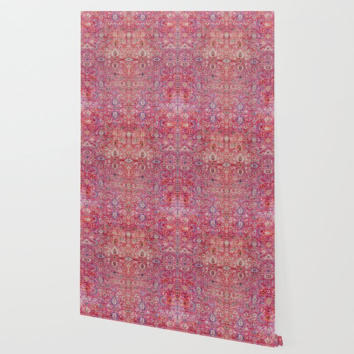 Pink Vintage Antique Oriental Traditional Moroccan Original Artwork Wallpaper Gallery Image 2