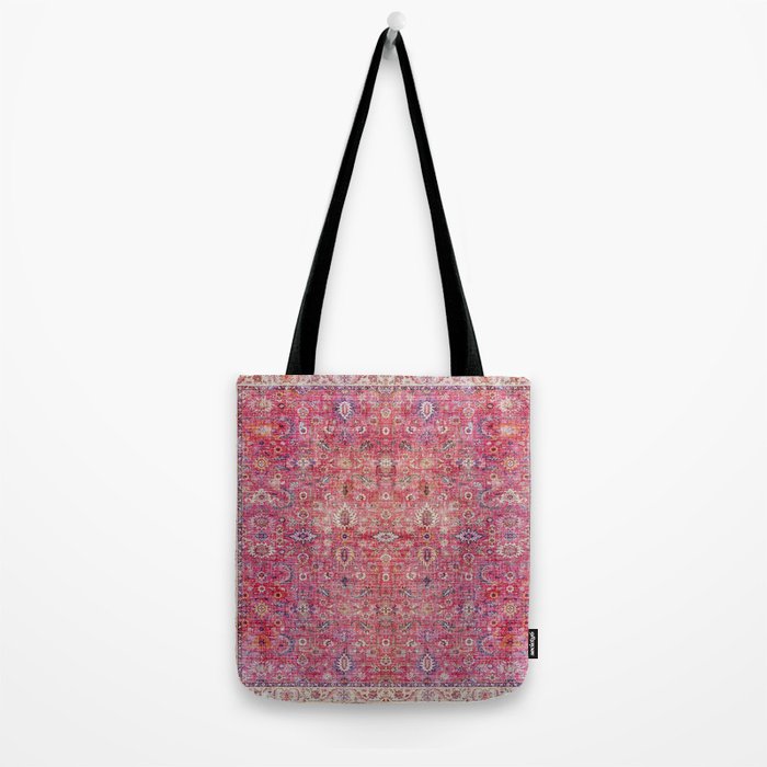 Pink Vintage Antique Oriental Traditional Moroccan Original Artwork Tote Bag Gallery Image 2