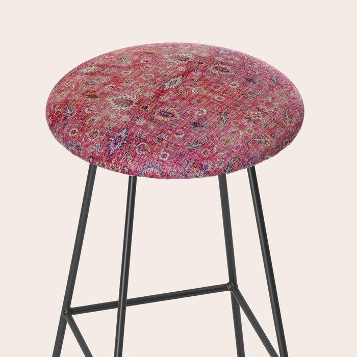 Pink Vintage Antique Oriental Traditional Moroccan Original Artwork Stool Gallery Image 2