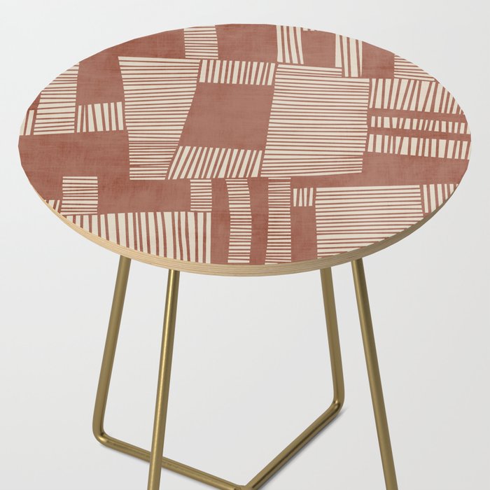 Modern Abstract Terracotta Linocut Boho Art Side Table Gallery Image 2