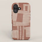 Modern Abstract Terracotta Linocut Boho Art iPhone Case Gallery Image 1