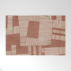 Modern Abstract Terracotta Linocut Boho Art Welcome Mat Gallery Image 1