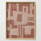 Modern Abstract Terracotta Linocut Boho Art Serving Tray Gallery Image 1