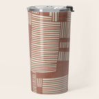 Modern Abstract Terracotta Linocut Boho Art Travel Mug Gallery Image 2