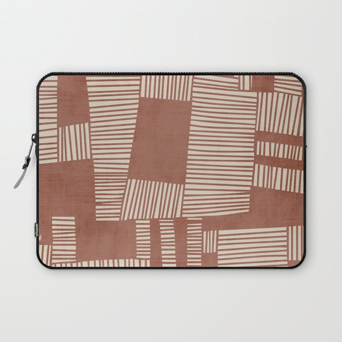 Modern Abstract Terracotta Linocut Boho Art Laptop Sleeve Gallery Image 1