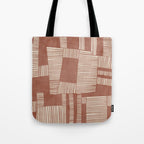 Modern Abstract Terracotta Linocut Boho Art Tote Bag Gallery Image 1