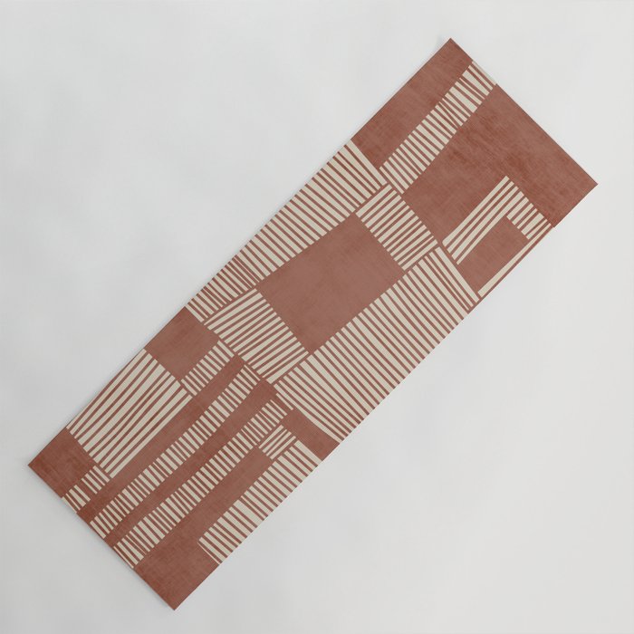 Modern Abstract Terracotta Linocut Boho Art Yoga Mat Gallery Image 1