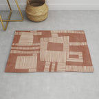 Modern Abstract Terracotta Linocut Boho Art Rug Gallery Image 1