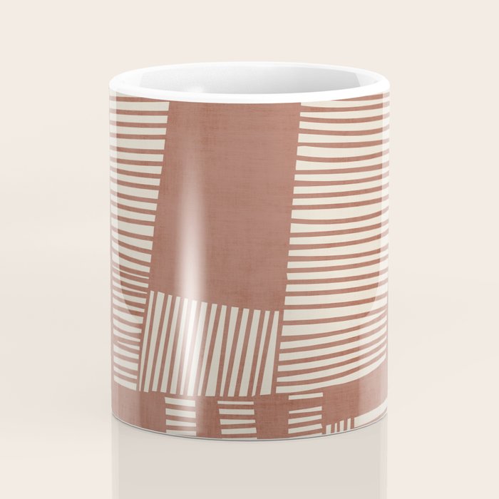 Modern Abstract Terracotta Linocut Boho Art Coffee Mug Gallery Image 4