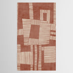 Modern Abstract Terracotta Linocut Boho Art Tablecloth Gallery Image 2