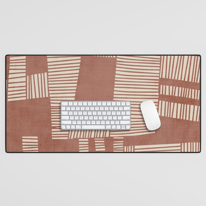Modern Abstract Terracotta Linocut Boho Art Desk Mat Gallery Image 1
