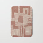 Modern Abstract Terracotta Linocut Boho Art Bath Mat Gallery Image 1