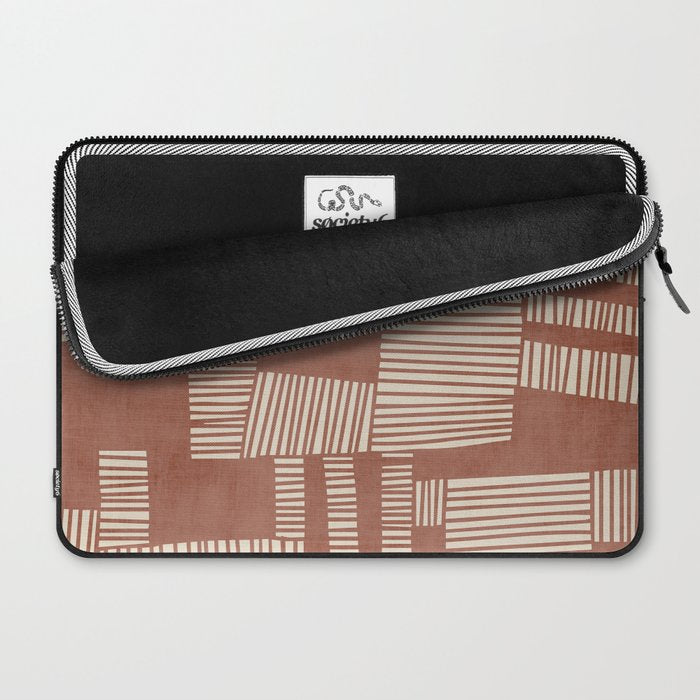 Modern Abstract Terracotta Linocut Boho Art Laptop Sleeve Gallery Image 2