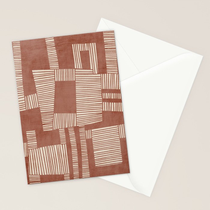 Modern Abstract Terracotta Linocut Boho Art Stationery Card Gallery Image 2