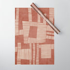 Modern Abstract Terracotta Linocut Boho Art Wrapping Paper Gallery Image 1
