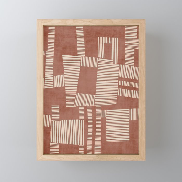 Modern Abstract Terracotta Linocut Boho Art Mini Art Print Gallery Image 1