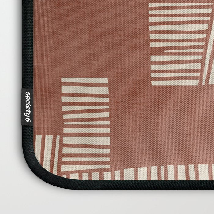 Modern Abstract Terracotta Linocut Boho Art Laptop Sleeve Gallery Image 3