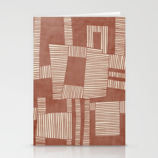 Modern Abstract Terracotta Linocut Boho Art Stationery Card Gallery Image 1