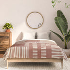 Modern Abstract Terracotta Linocut Boho Art Comforter Gallery Image 3