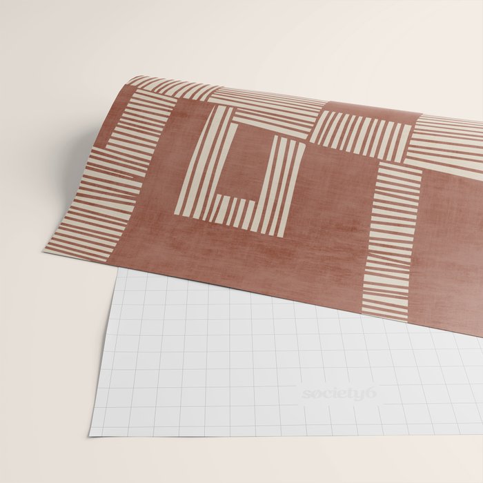 Modern Abstract Terracotta Linocut Boho Art Wrapping Paper Gallery Image 2