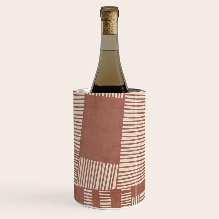 Modern Abstract Terracotta Linocut Boho Art Wine Chiller Gallery Image 1