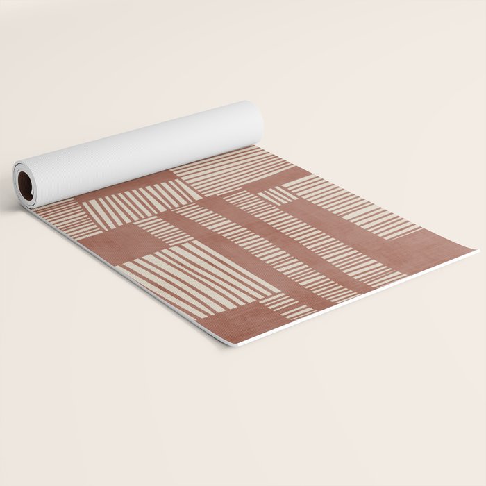 Modern Abstract Terracotta Linocut Boho Art Yoga Mat Gallery Image 2