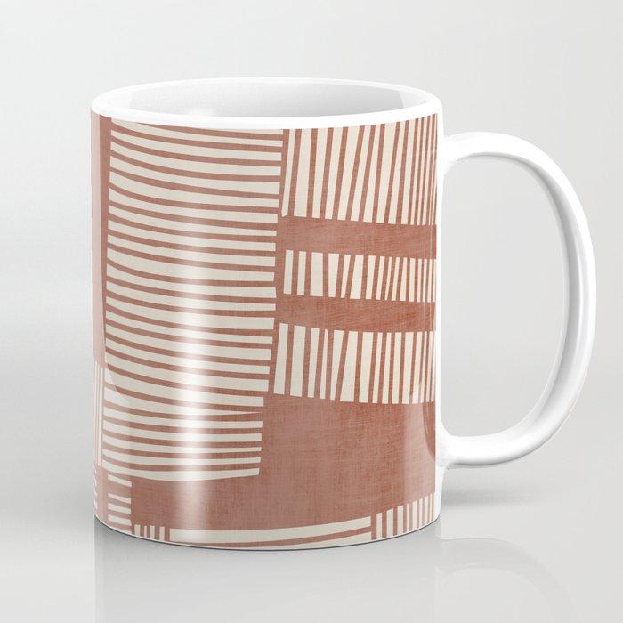 Modern Abstract Terracotta Linocut Boho Art Coffee Mug Gallery Image 1