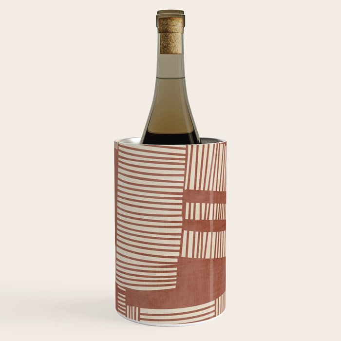 Modern Abstract Terracotta Linocut Boho Art Wine Chiller Gallery Image 3