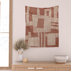 Modern Abstract Terracotta Linocut Boho Art Wall Tapestry Gallery Image 2