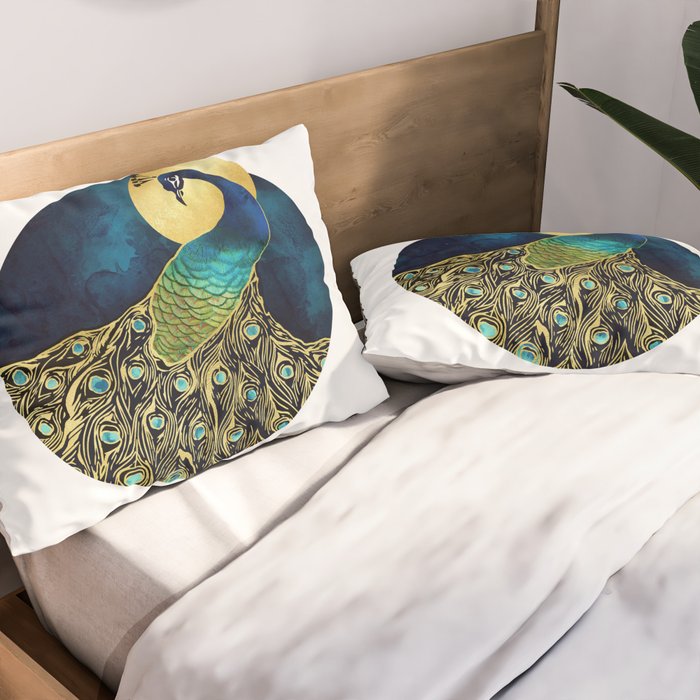 Golden Peacock Pillow Sham Gallery Image 2