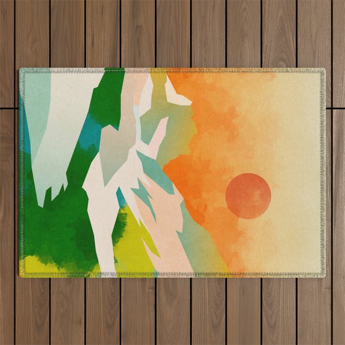 mountains landscape abstract Outdoor Rug Gallery Image 1