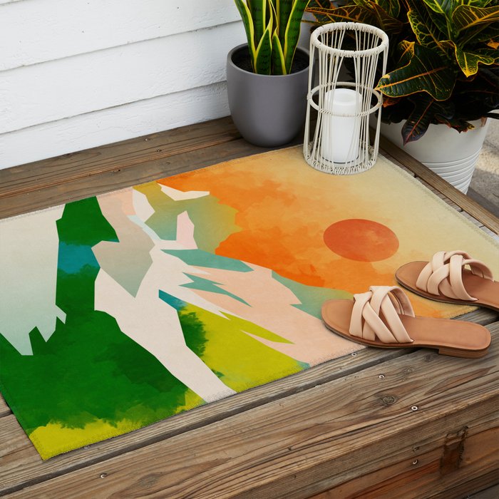 mountains landscape abstract Outdoor Rug Gallery Image 2