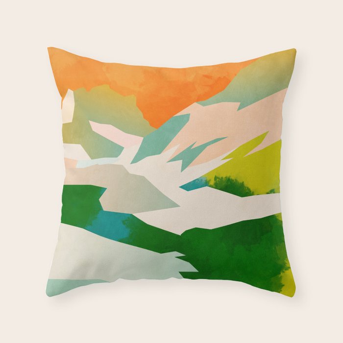mountains landscape abstract Throw Pillow Gallery Image 1