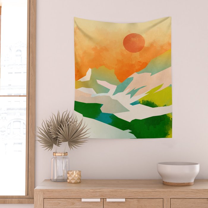 mountains landscape abstract Wall Tapestry Gallery Image 2