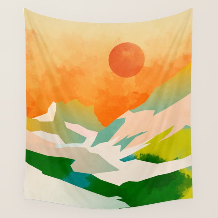 mountains landscape abstract Wall Tapestry Gallery Image 1