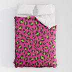 80s Neon Pink and Lime Green Leopard Duvet Cover Gallery Image 6