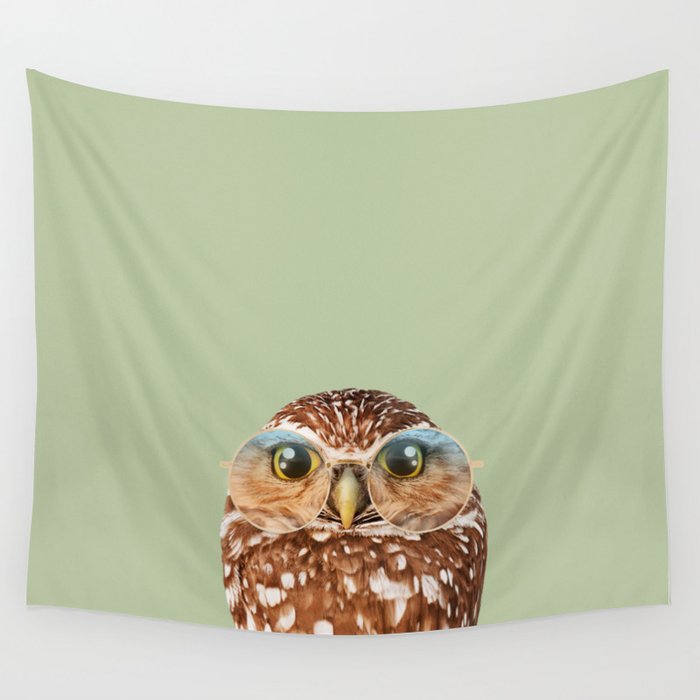 OWL WITH GLASSES Wall Tapestry Gallery Image 4