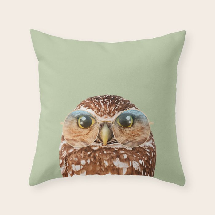 OWL WITH GLASSES Throw Pillow Gallery Image 6