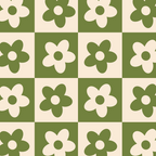 90s flowers checkers cream and green Coffee Mug Gallery Image 2