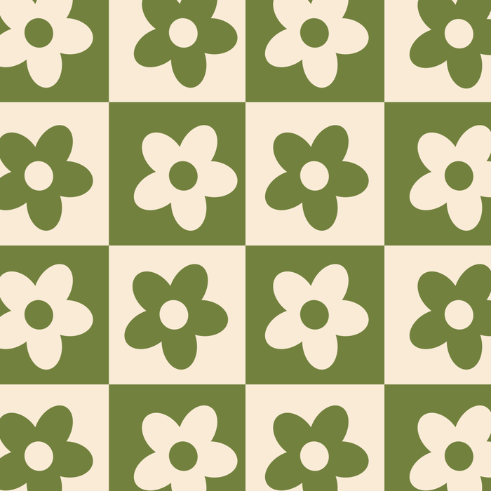 90s flowers checkers cream and green Coffee Mug Gallery Image 2