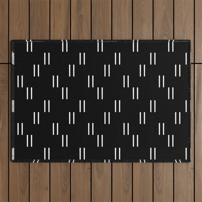 double dash on black Outdoor Rug Gallery Image 1