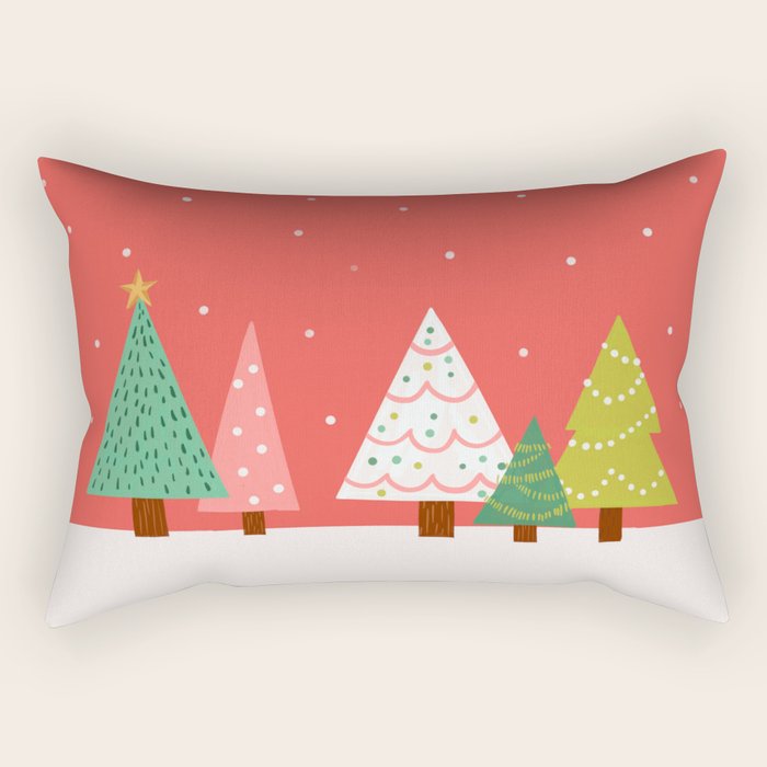 Holly Jolly Trees Rectangular Pillow Gallery Image 1