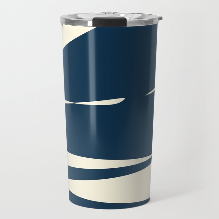 Minimalist Blue & Ivory Abstract Shapes Travel Mug Gallery Image 1