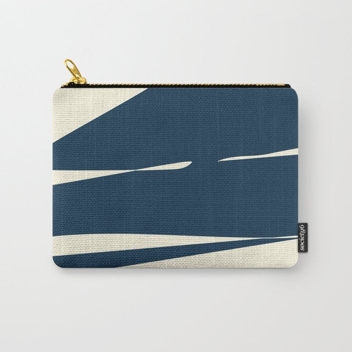 Minimalist Blue & Ivory Abstract Shapes Carry All Pouch Gallery Image 1