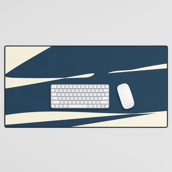 Minimalist Blue & Ivory Abstract Shapes Desk Mat Gallery Image 1