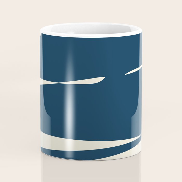 Minimalist Blue & Ivory Abstract Shapes Coffee Mug Gallery Image 4