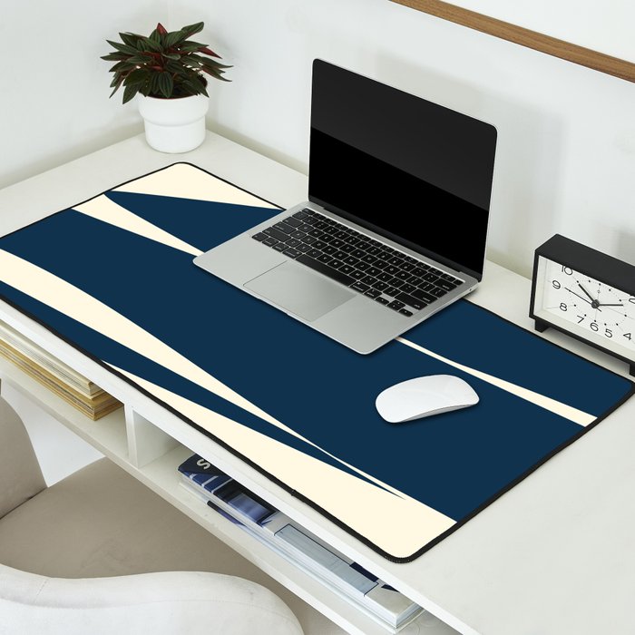 Minimalist Blue & Ivory Abstract Shapes Desk Mat Gallery Image 2